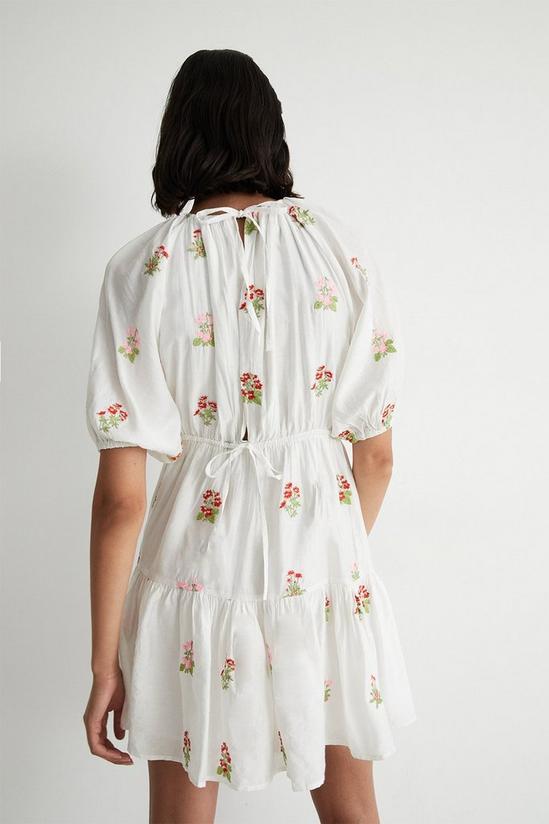 Warehouse Embroidery Puff Sleeve Mini Dress 3