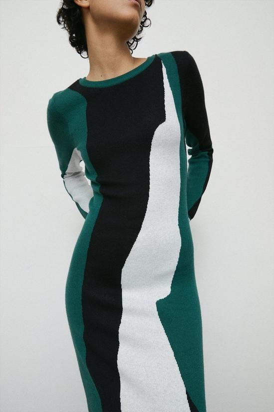 Warehouse Petite Abstract Colourblock Knit Dress 1