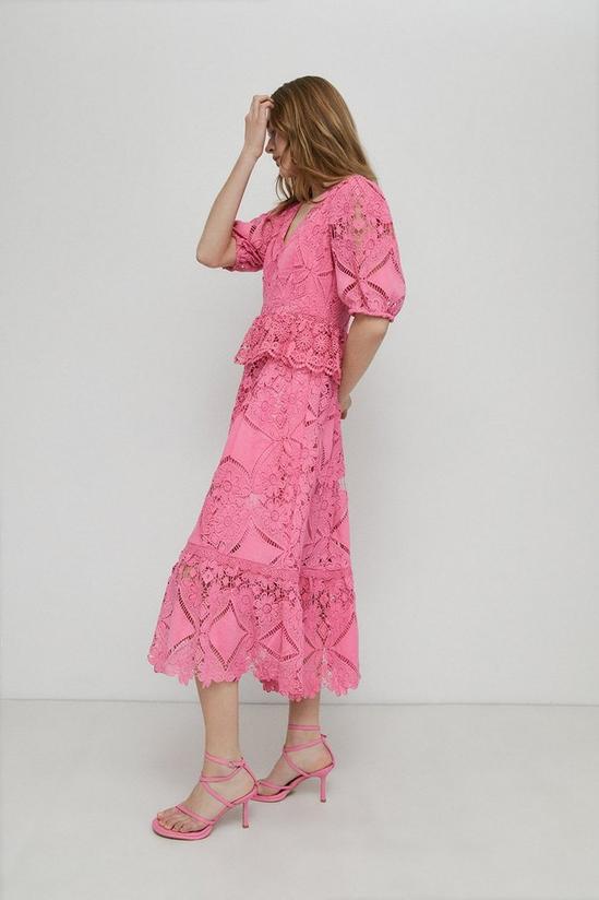 Warehouse Lace V Neck Midi Tier Dress 1