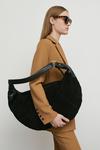 Warehouse Shoulder Slouch Bag Suede Leather Mix thumbnail 1