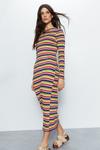 Warehouse Long Sleeve Textured Rainbow Stripe Dress thumbnail 2