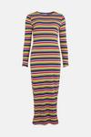 Warehouse Long Sleeve Textured Rainbow Stripe Dress thumbnail 4