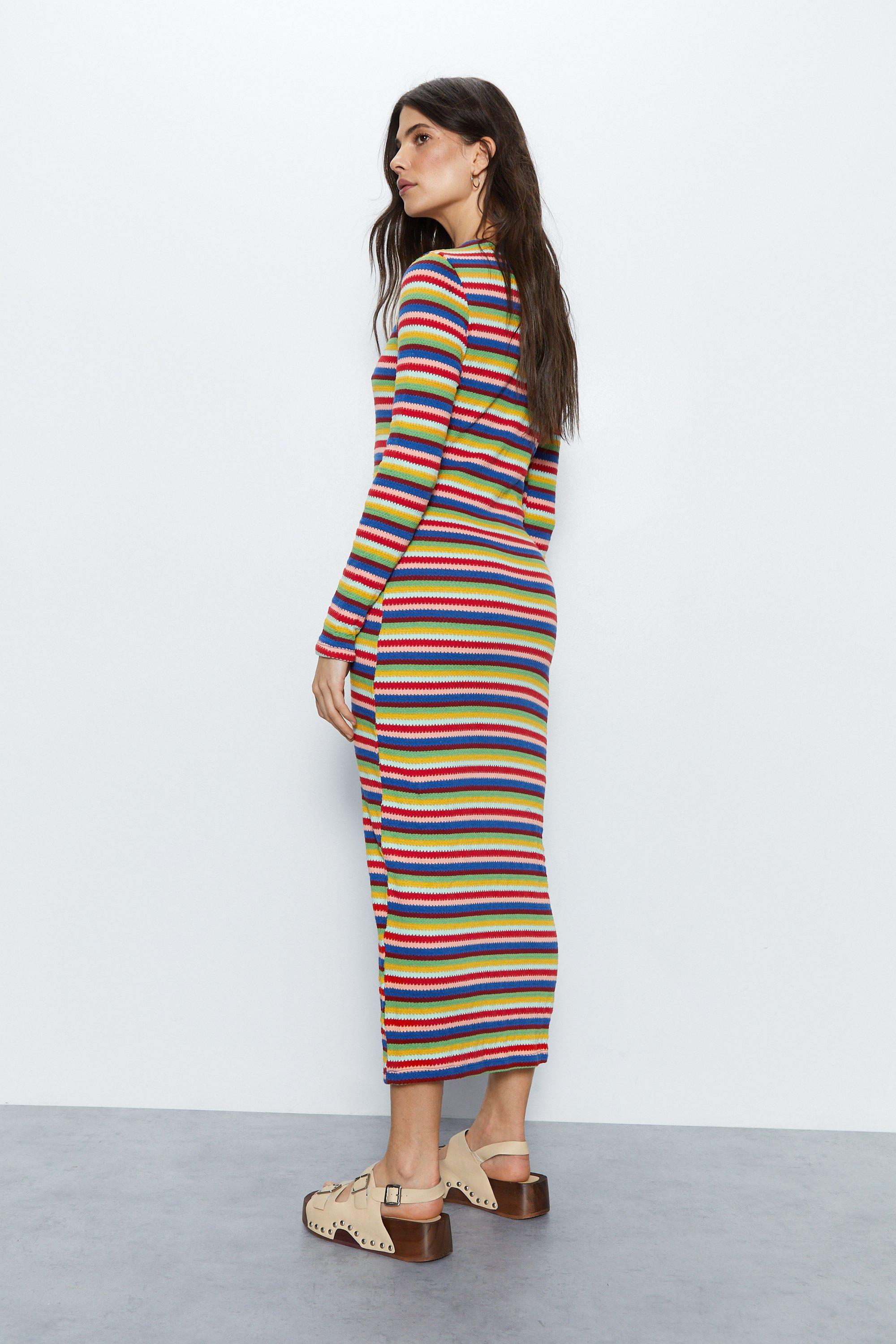 Warehouse rainbow hot sale stripe dress