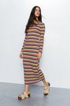 Warehouse Long Sleeve Textured Rainbow Stripe Dress thumbnail 6