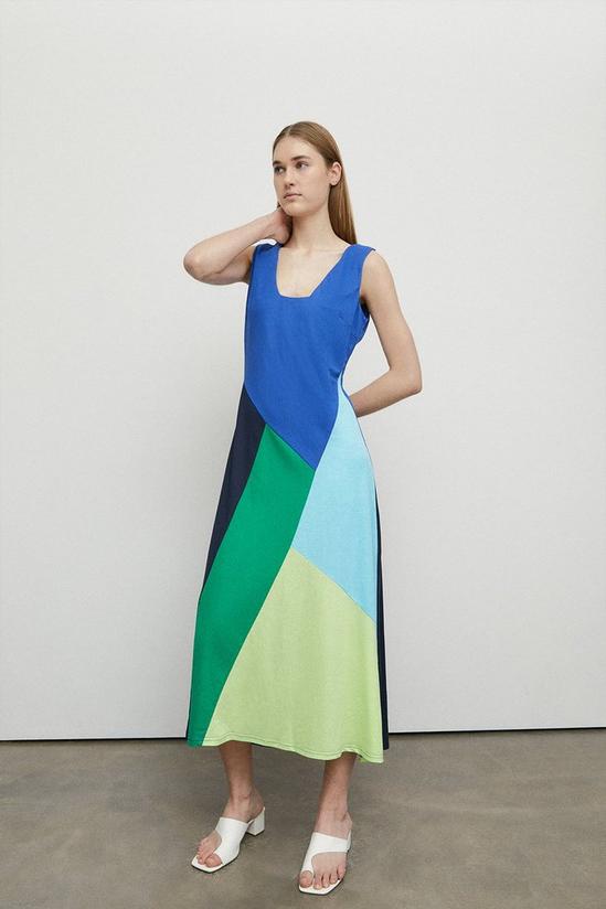 Warehouse Pique Colourblock Sleeveless Midi Dress 1