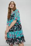 Warehouse Mini Tiered Smock Dress In Mix Floral thumbnail 2