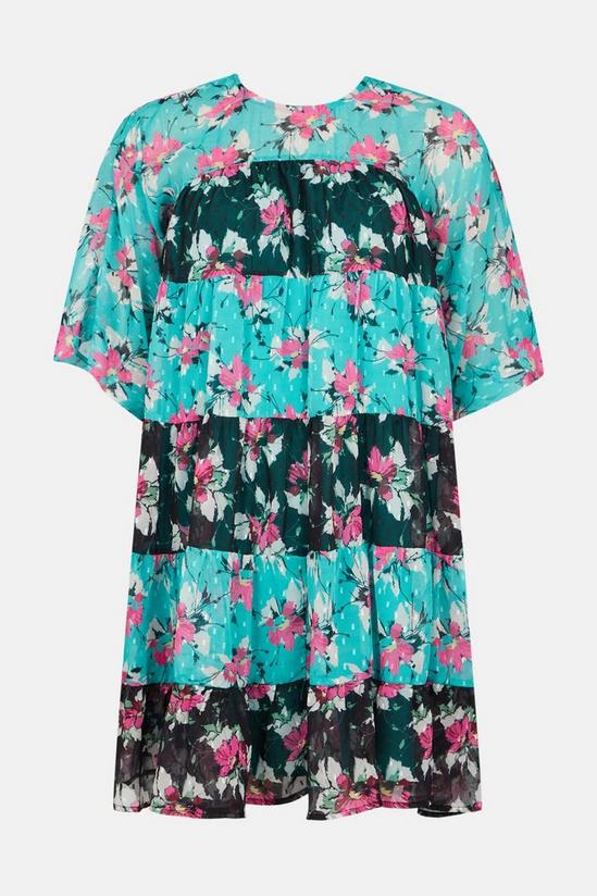 Warehouse Mini Tiered Smock Dress In Mix Floral 4