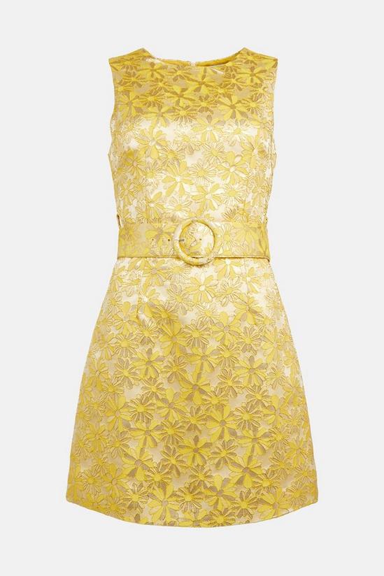 Warehouse 60s Floral Jacquard Belted Shift Mini Dress 4