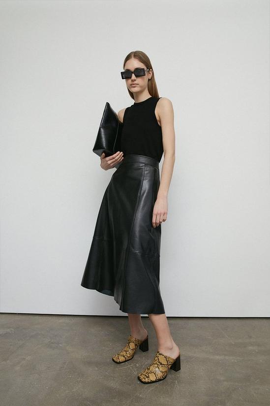 Warehouse Real Leather A Line Midi Skirt 1