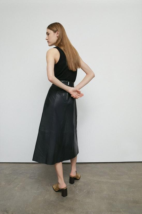Warehouse Real Leather A Line Midi Skirt 3