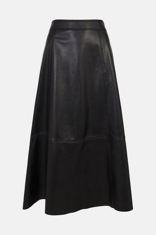 Warehouse Real Leather A Line Midi Skirt 4