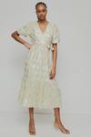 Warehouse Sparkle Jacquard Wrap Midi Dress thumbnail 2