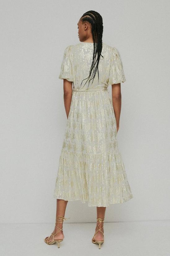 Warehouse Sparkle Jacquard Wrap Midi Dress 3
