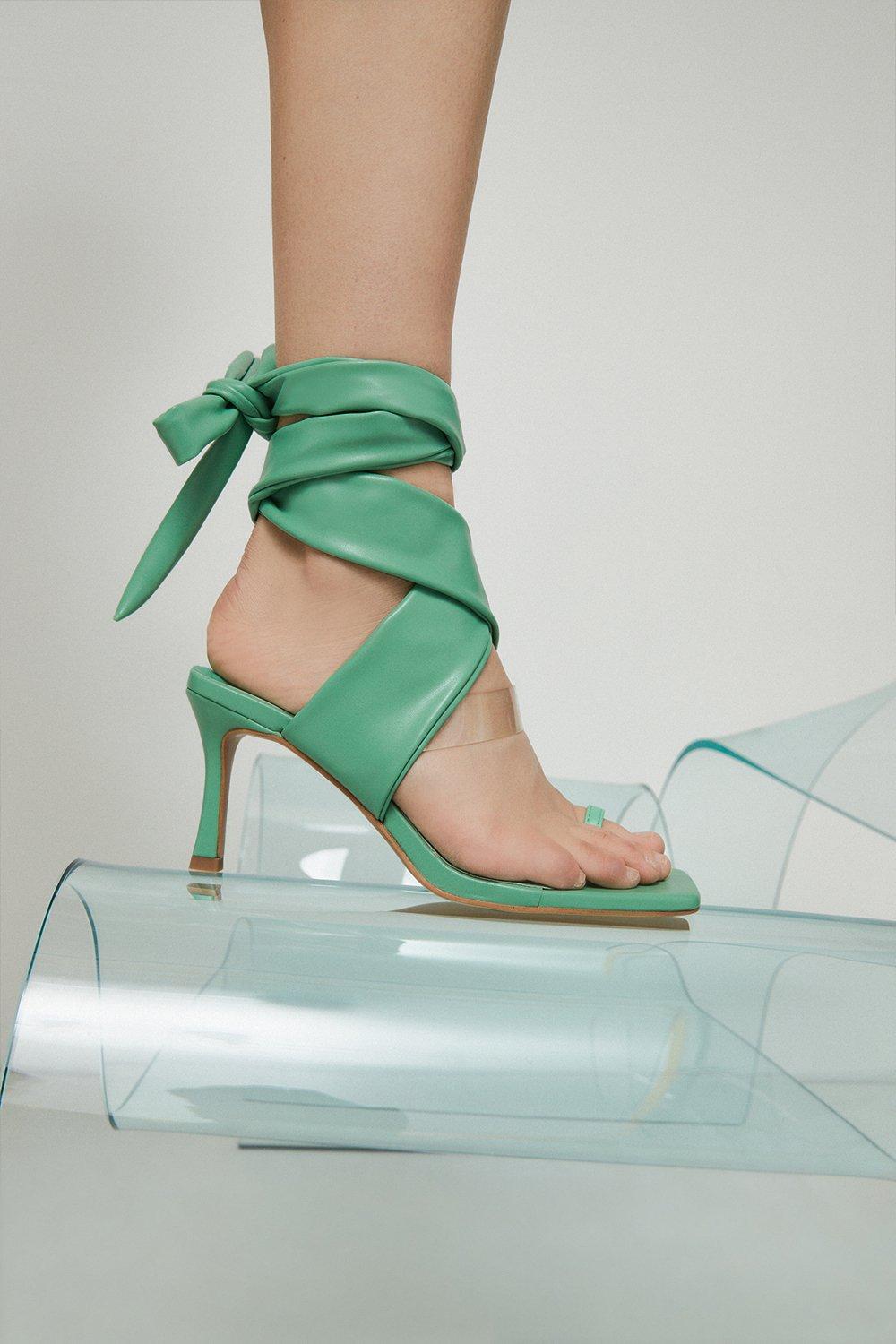 Womens Ankle Wrap Toe Loop Heel - green
