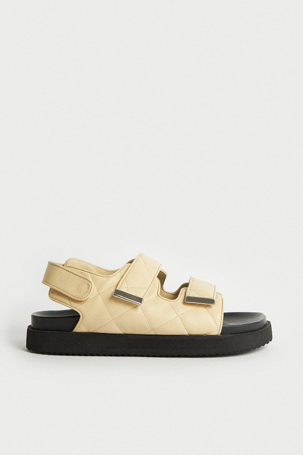 Womens Real Leather Padded Sandal - mono