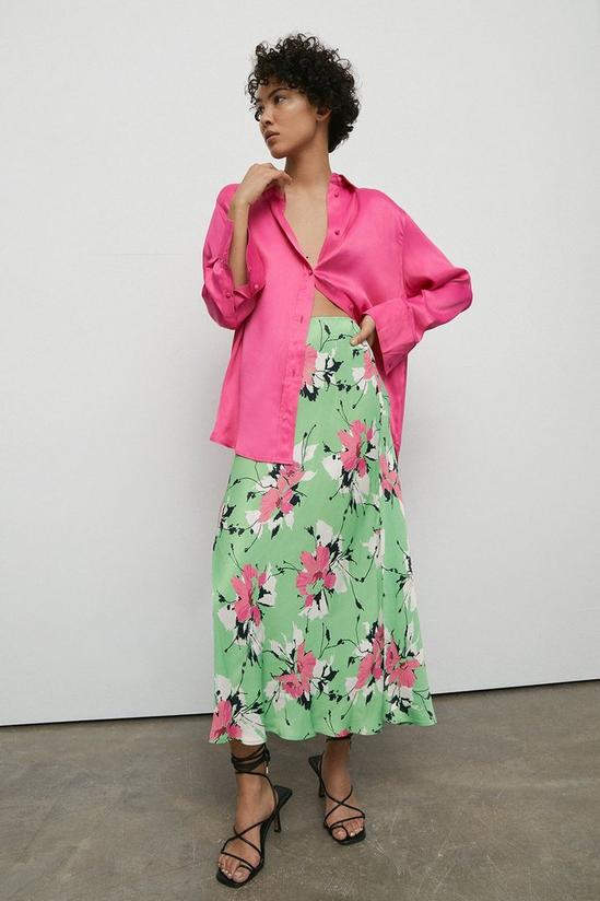 Warehouse Satin Slip Skirt In Floral 1