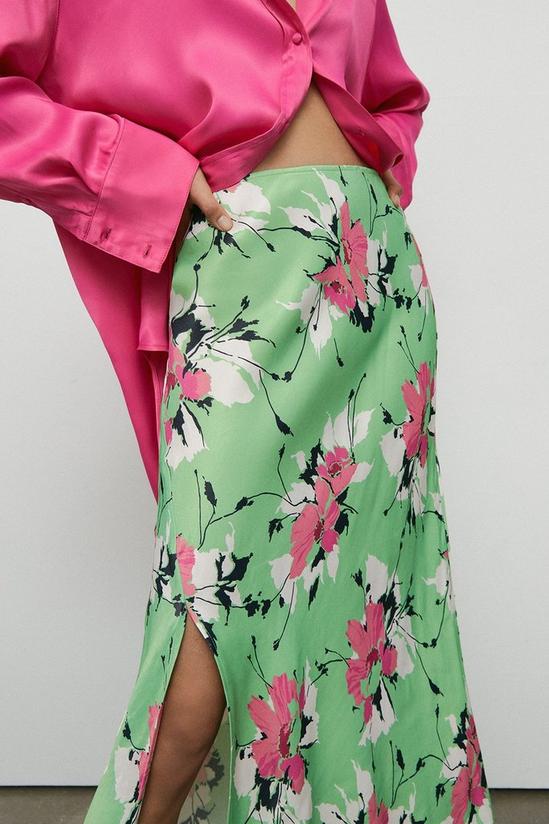Warehouse Satin Slip Skirt In Floral 2