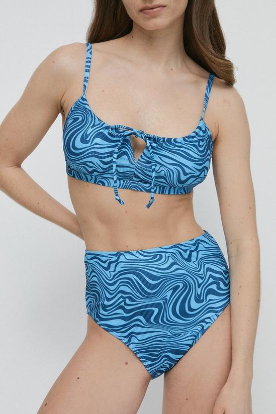 Warehouse Swirl Ribbed Keyhole Front Bikini Top 1