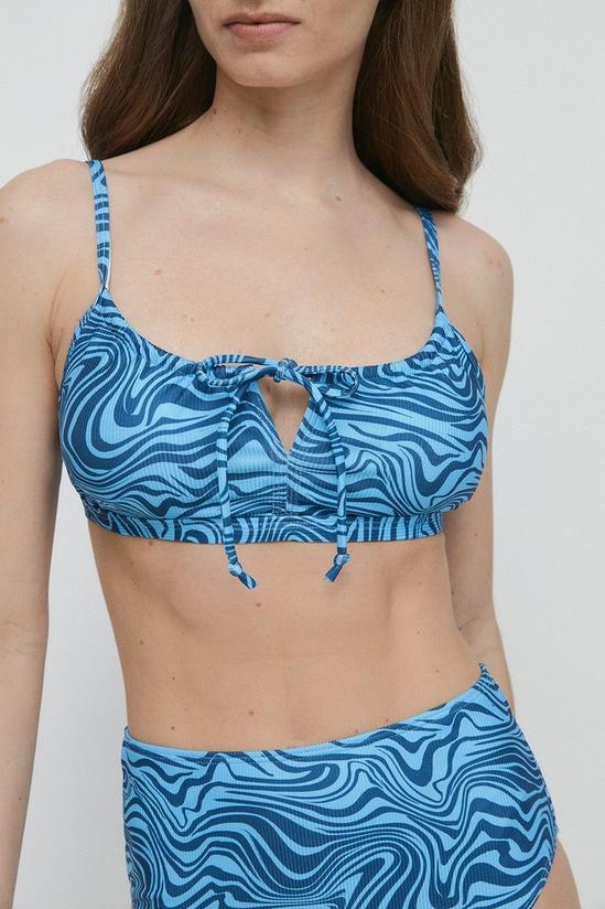 Warehouse Swirl Ribbed Keyhole Front Bikini Top 2