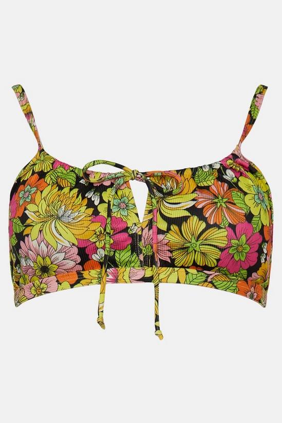 Warehouse Floral Ribbed Keyhole Front Bikini Top 4