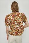 Warehouse Linen Mix Printed Puff Sleeve Button Back Top thumbnail 3