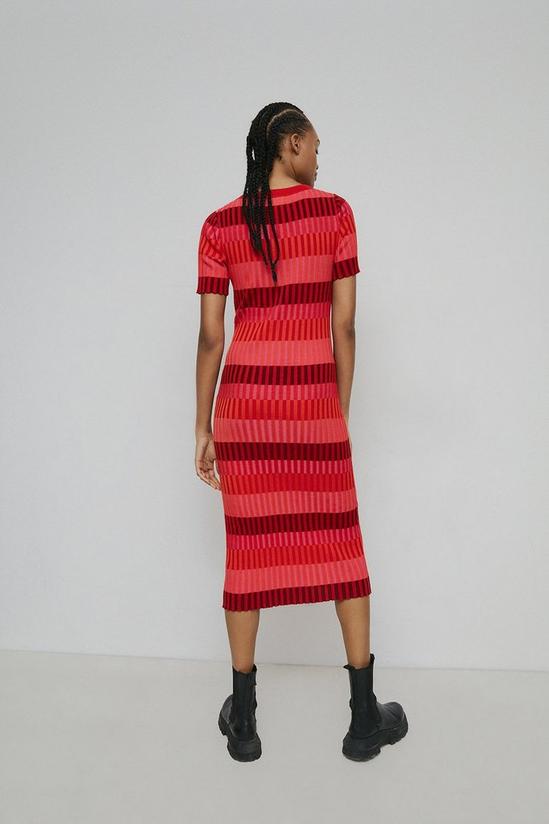 Warehouse Petite Colour Block Plated Rib Knit Dress 3