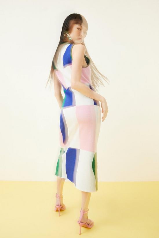 Warehouse Abstract Colour Block Sleeveless Knit Dress 3