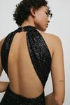 Warehouse Sequin Halter Drape Back Midi Dress thumbnail 2