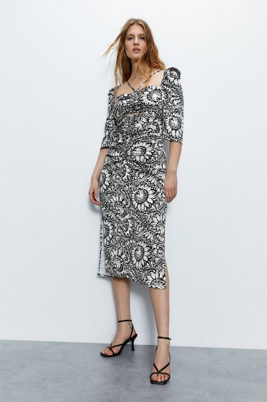Warehouse Ruched Front Midi Dress 1
