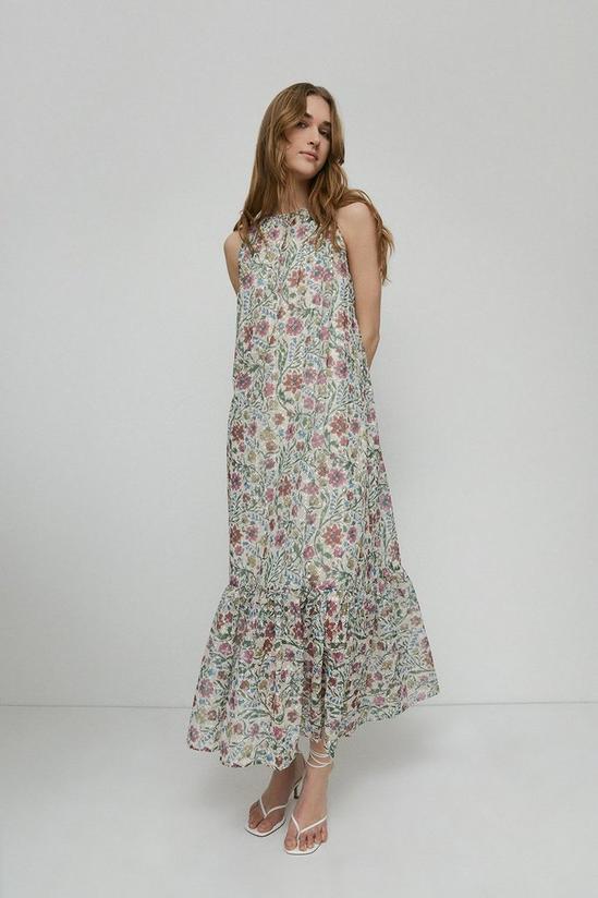Warehouse Halter Neck Embroidery Dress In Floral 1