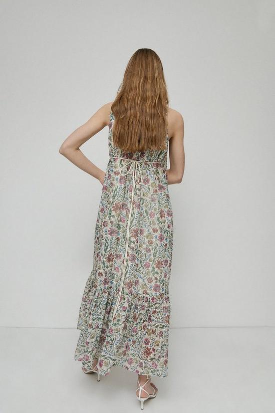 Warehouse Halter Neck Embroidery Dress In Floral 3