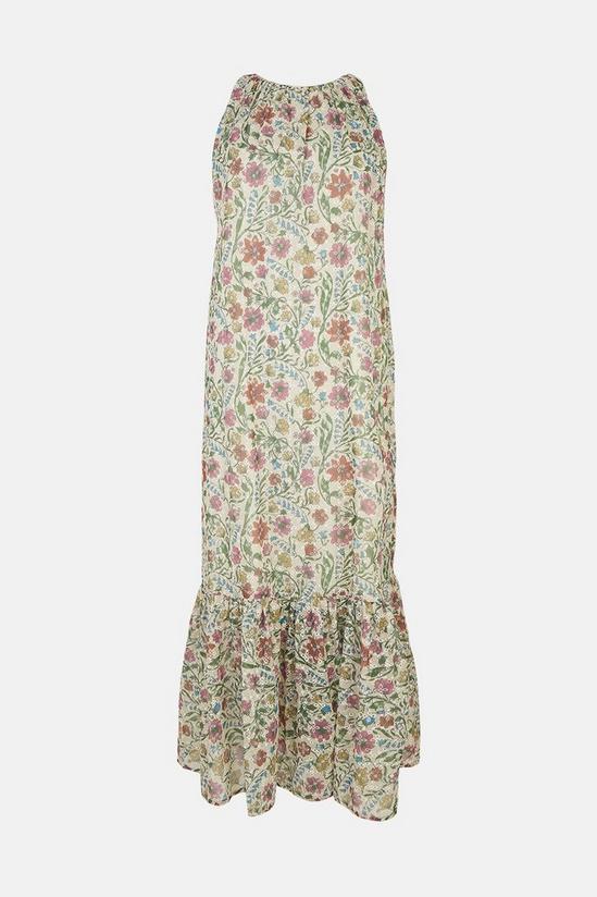 Warehouse Halter Neck Embroidery Dress In Floral 4