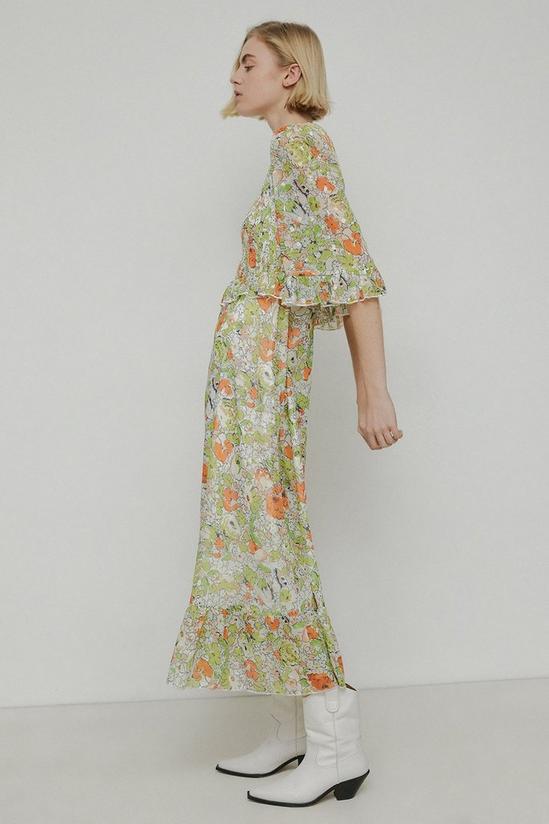 Warehouse Sparkle Shirred Bodice Maxi Dress In Floral 2