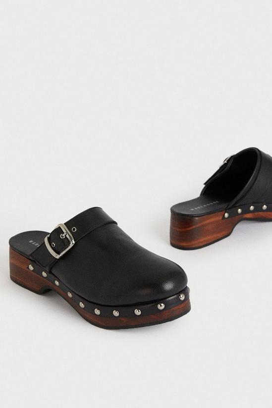 Warehouse Real Leather Oversize Studded Clog 3