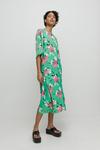 Warehouse Satin Button Midi Dress In Floral thumbnail 1