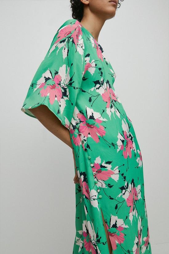 Warehouse Satin Button Midi Dress In Floral 2