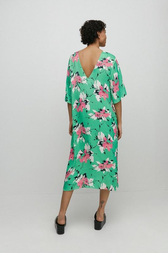 Warehouse Satin Button Midi Dress In Floral 3