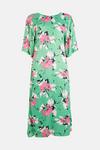 Warehouse Satin Button Midi Dress In Floral thumbnail 4