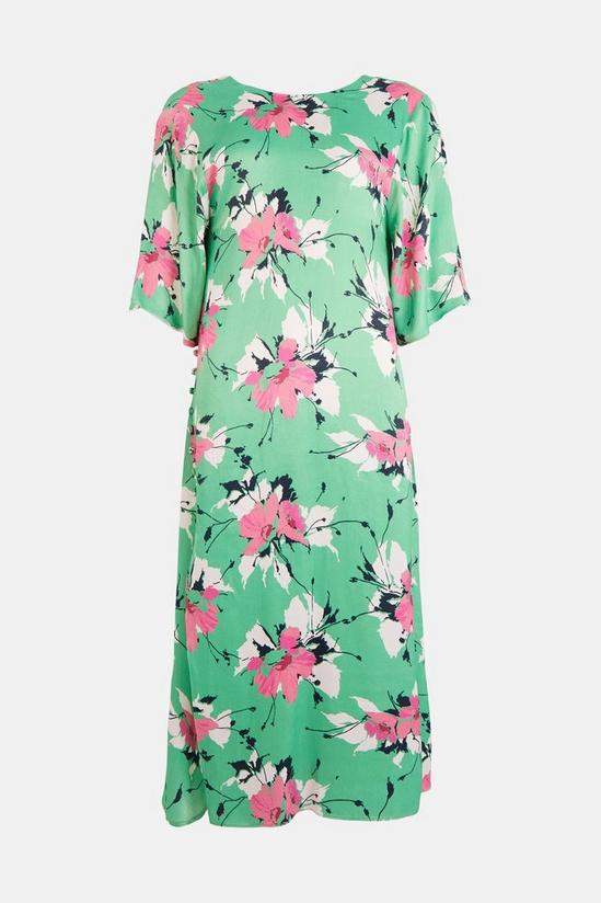 Warehouse Satin Button Midi Dress In Floral 4