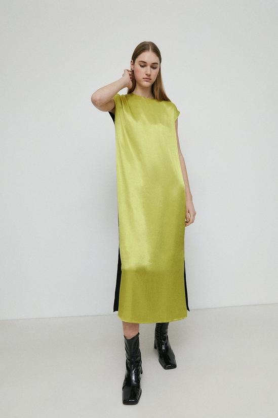 Warehouse Petite Satin Colour Block Column Midi Dress 2