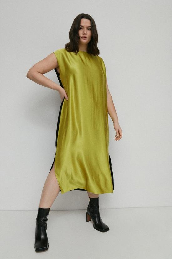 Warehouse Plus Satin Colour Block Column Midi Dress 1