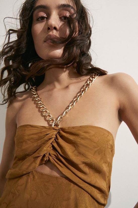 Warehouse Gold Chain Jacquard Midi Dress 2