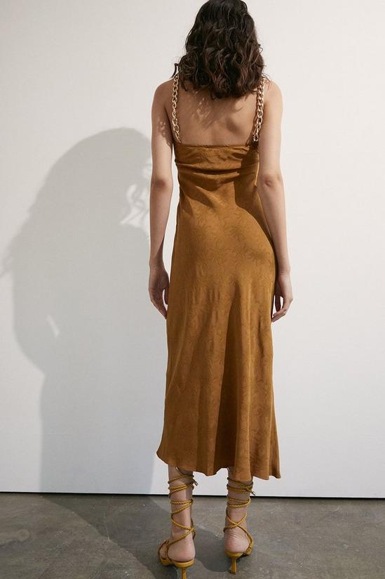 Warehouse Gold Chain Jacquard Midi Dress 3
