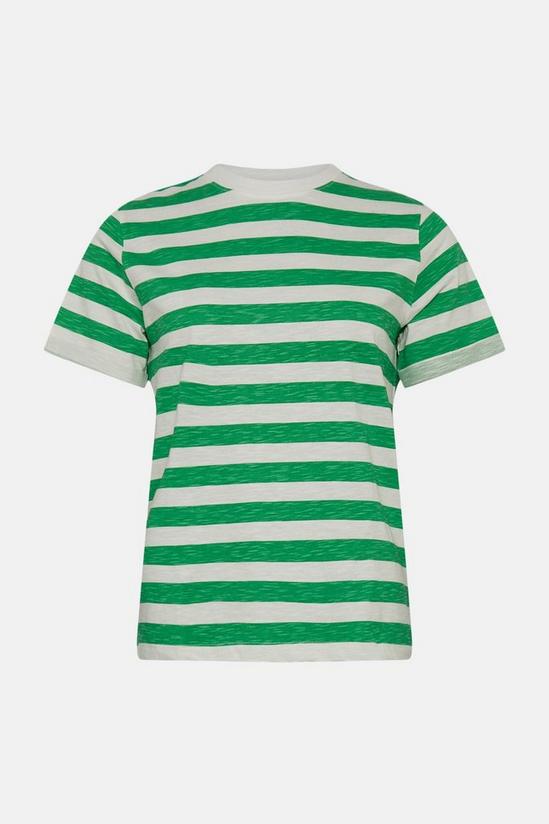 Warehouse Printed Stripe Slub Crew Neck T-shirt 4