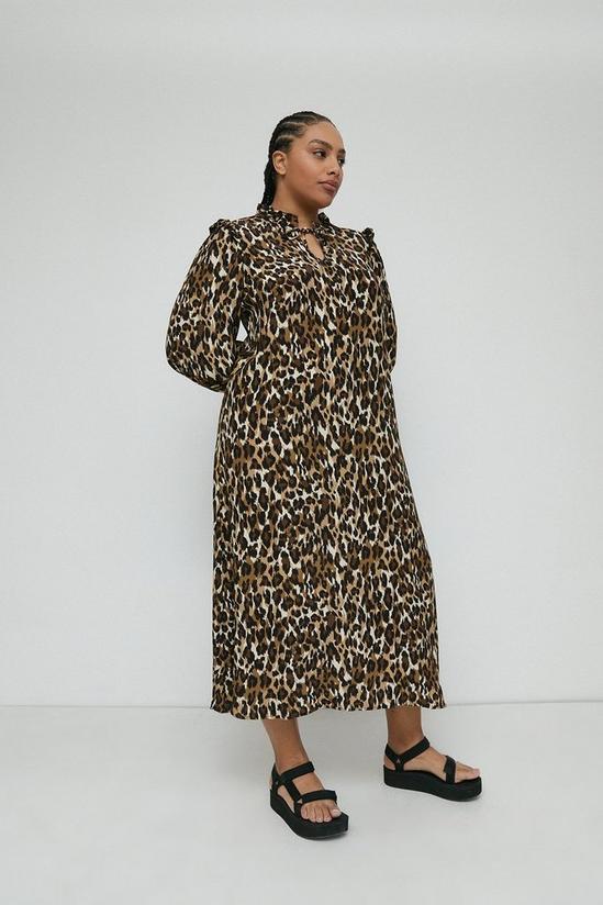Warehouse Plus Size V Neck Column Midi Dress In Animal 2