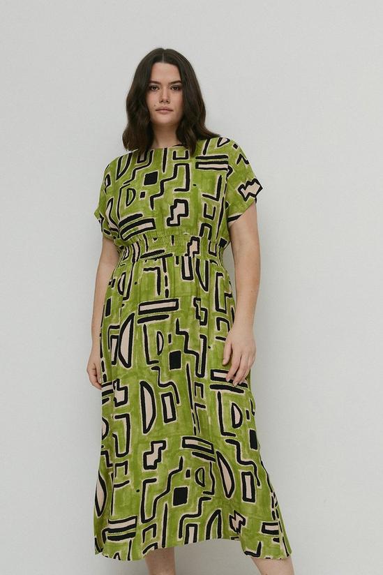 Warehouse Plus Size Short Sleeve Shirred Waist Midi Dress 2