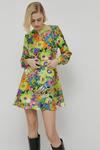 Warehouse Belted Mini Flippy Dress In Floral thumbnail 1