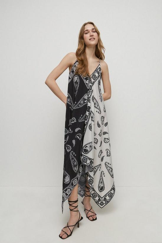 Warehouse Strappy Cami Maxi Dress In Scarf Print 1