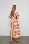 Warehouse Petite Satin Puff Sleeve Stripe Midi Dress thumbnail 3