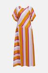 Warehouse Petite Satin Puff Sleeve Stripe Midi Dress thumbnail 4